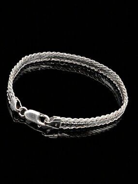 Vintage Italian Sterling Silver Multi Strand Braided Rope Bracelet 7 Inch 925